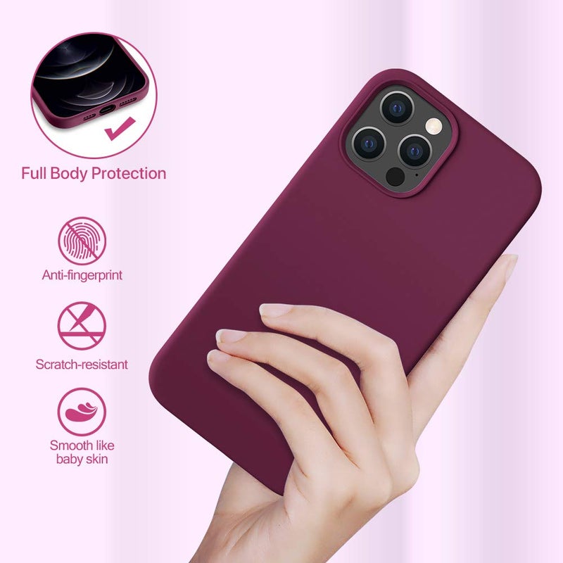 Miracase Compatible with iPhone 12 Pro Max Case, [Soft Anti-Scratch Microfiber Lining], Liquid Silicone Case Gel Rubber Shockproof Drop Protection Phone Case for 12 Pro Max, Wine Red - Image 4